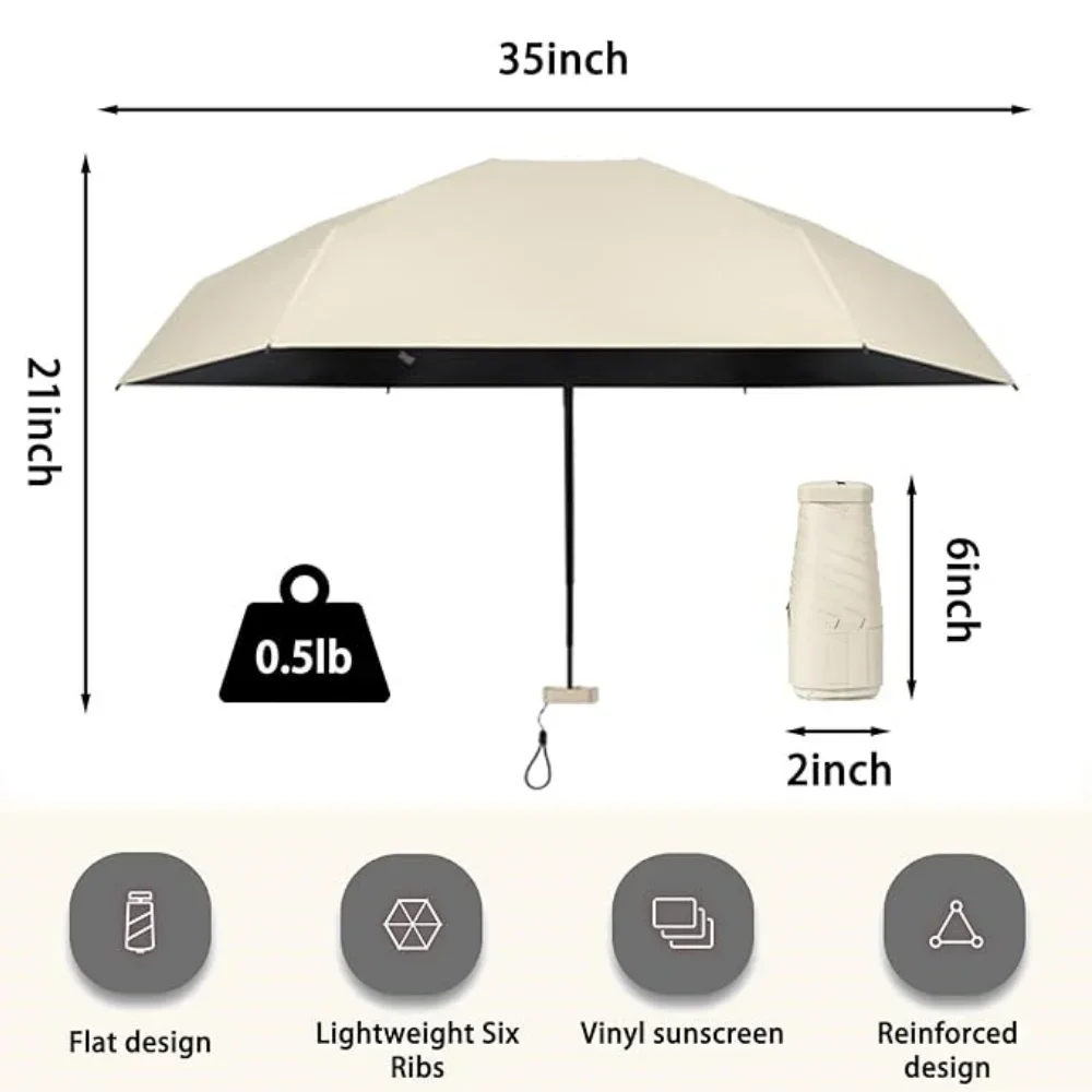 Mini Umbrella UPF 50+ Portable Mini Compact 5-Fold Sun Rain Umbrella for Women Pocket Umbrella with UV Protection for Travel Walking mini umbrella,folding umbrella,mini sun umbrella