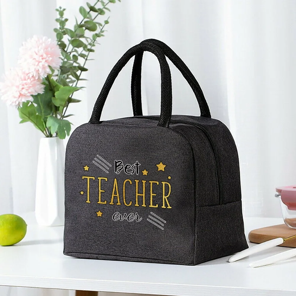 Insulated Lunch Bag  Zipper Cooler Tote Thermal Bag Lunch Box  Canvas Food Picnic Lunch Bags for Work Handbag Teacher Pattern