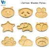 Baby Frog Wooden Dinner Plate Baby Feeding Bowl Children Feeding Tableware With Silicone Suction Cup Wooden Cartoon Dinner Plate 1