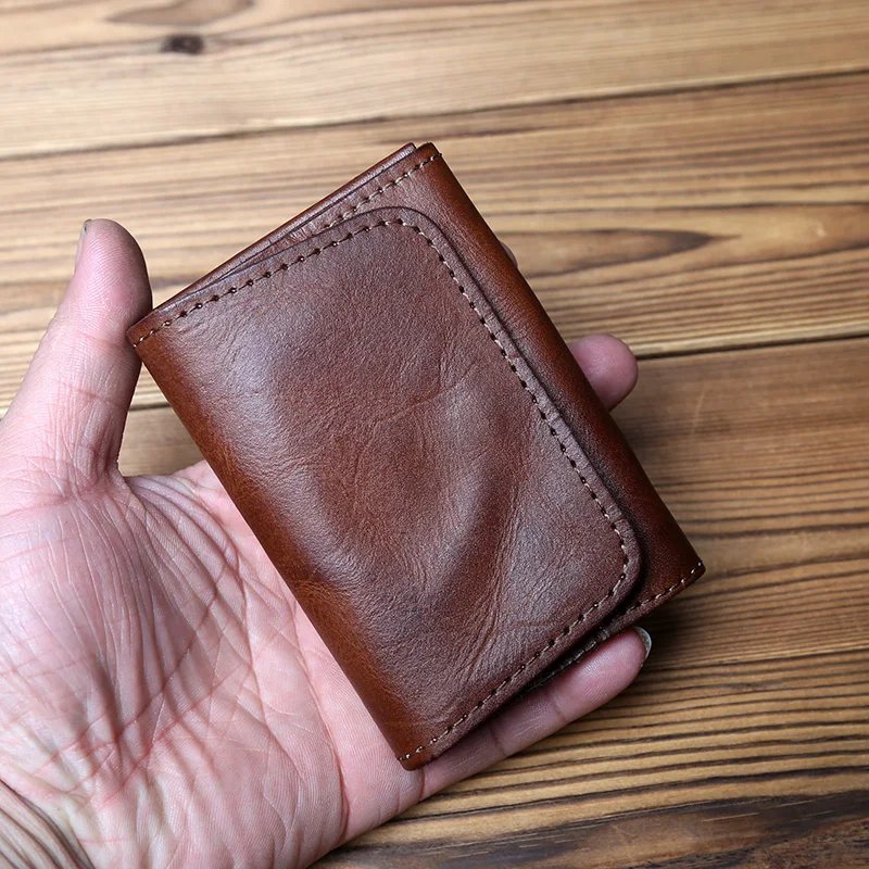 NZPJ Retro Leather Men's Card Pack Natural Cowhide Change Pack Key Bag Ladies Bank Card Pack Driving License Package