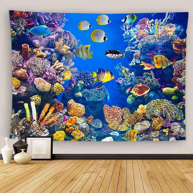 Tropical Fish Undersea World Tapestry Wall Hanging Ocean Animals Tapestries  for Bedroom Aesthetic Living Room Home Decoration - AliExpress