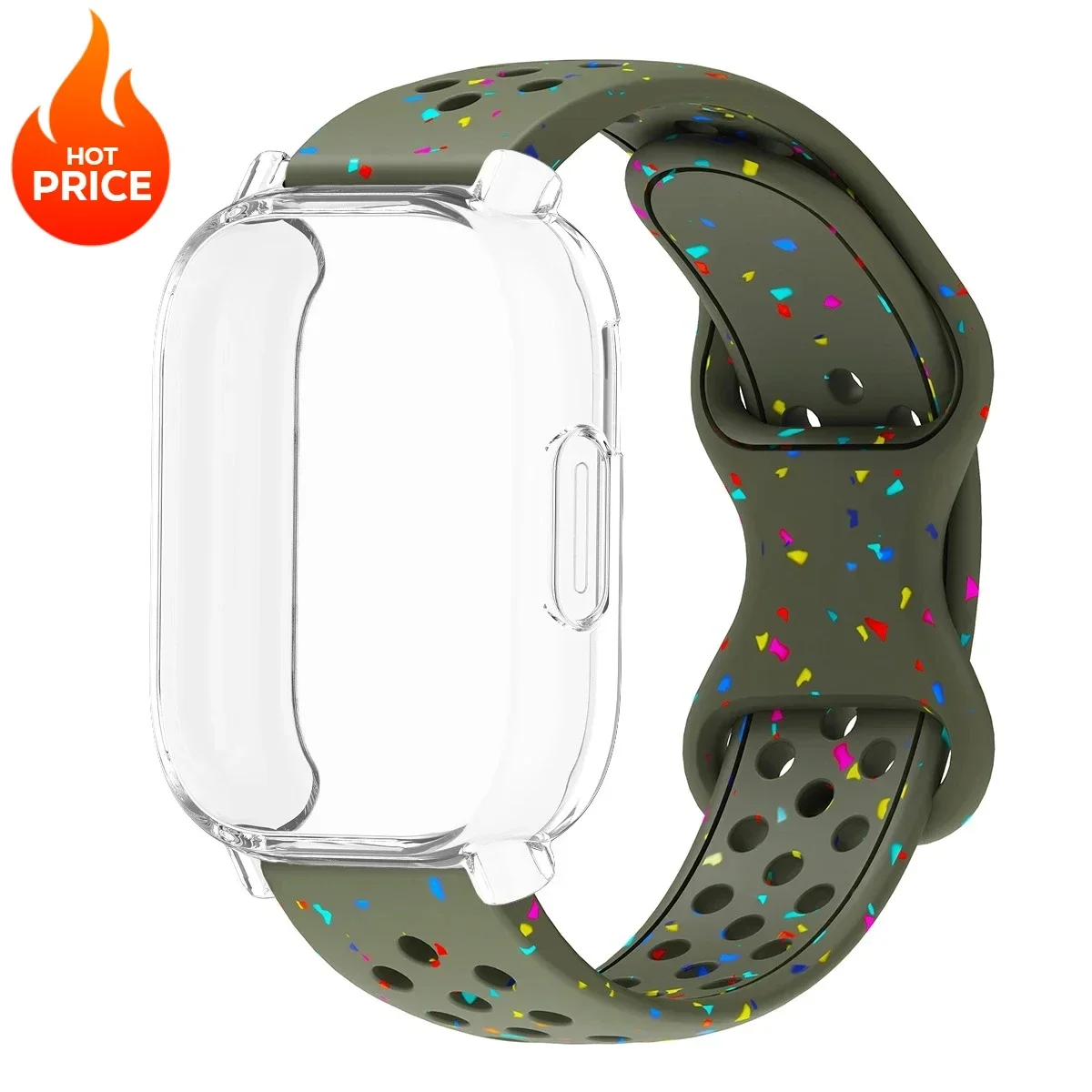Enhanced Silicone Strap and TPU Protector Case for Full-Screen Coverage - Breathable Sports Band Design