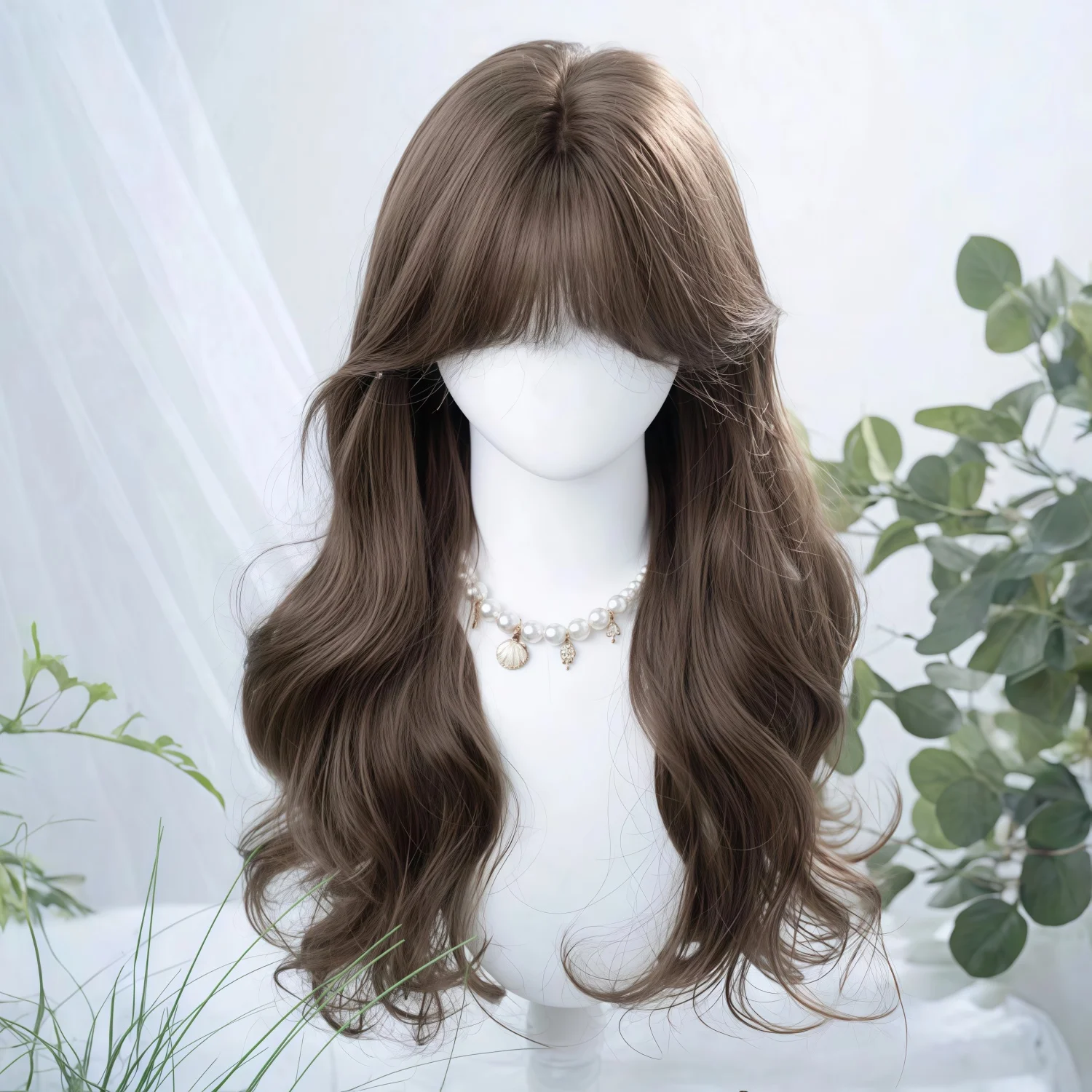 Synthetic Heat-Resistant Wig, Black-Brown Curly Hair with Bang Suitable for Daily Wear, Birthdays, Heat-Resistant Fiber - 5