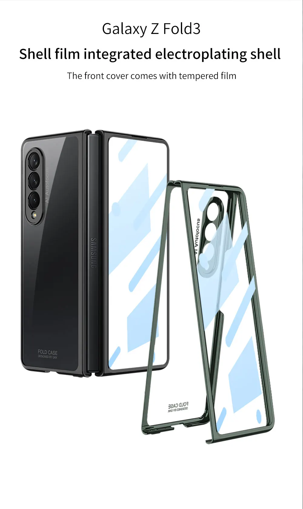 Luxury Plating Screen Glass Case For Samsung Galaxy Z Fold 3 Camera Protection H