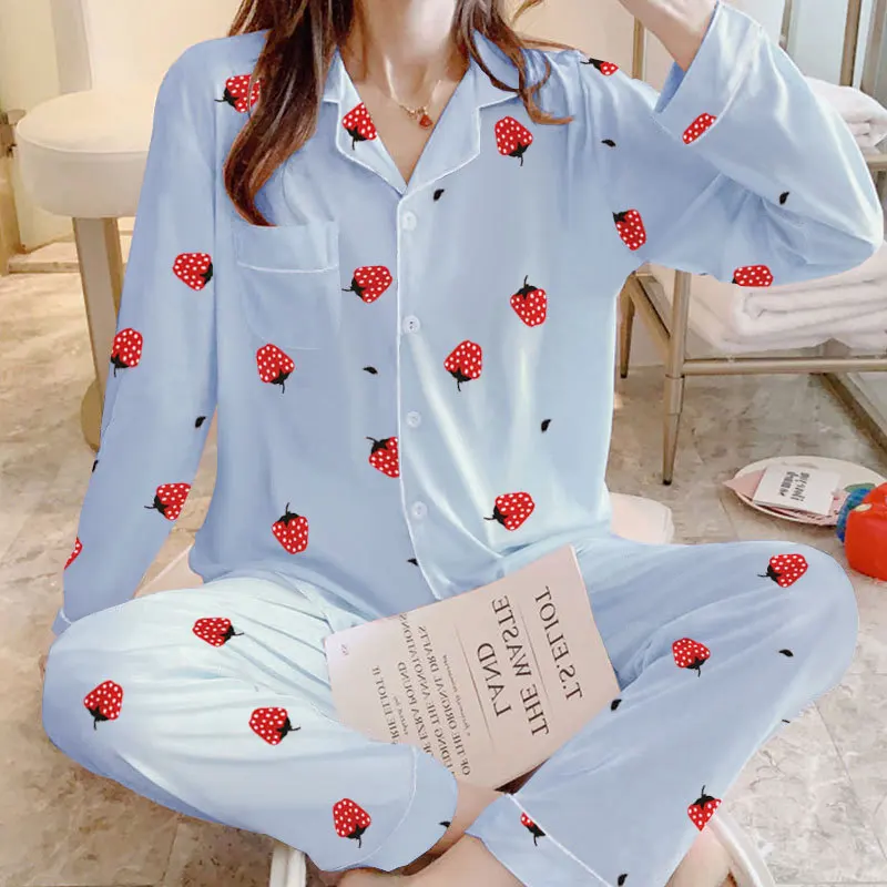 طقم بيجامات بأكمام طويلة للسيدات ، بيجامات للفتيات...