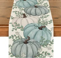 33X183CM Thanksgiving Table Runner Autumn Pumpkins Maple Leaf Print Linen Dining Table Decoration For Halloween Thanksgiving 4