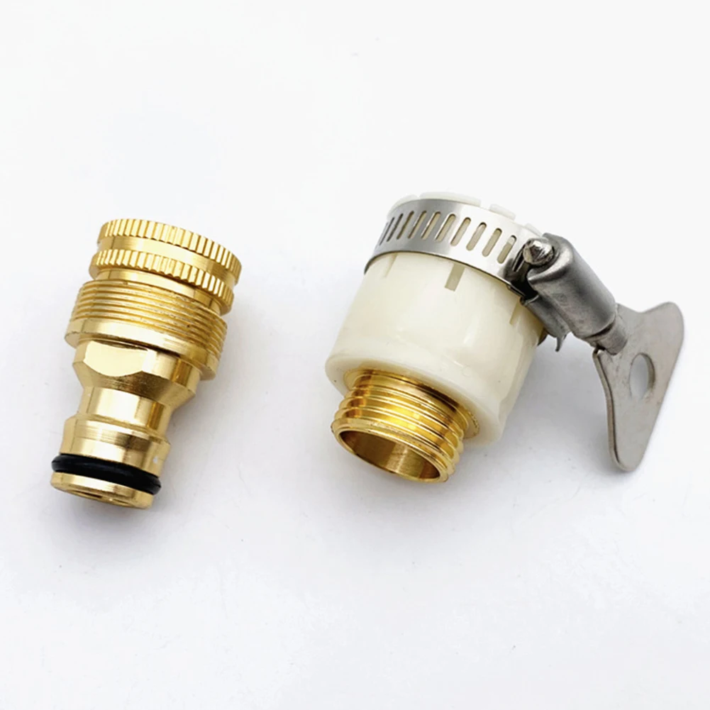 

Durable Faucet Adapter Tap Connector Dishwashers Fitting Garden Washing Machines Water Hose White&Gold 15-23mm