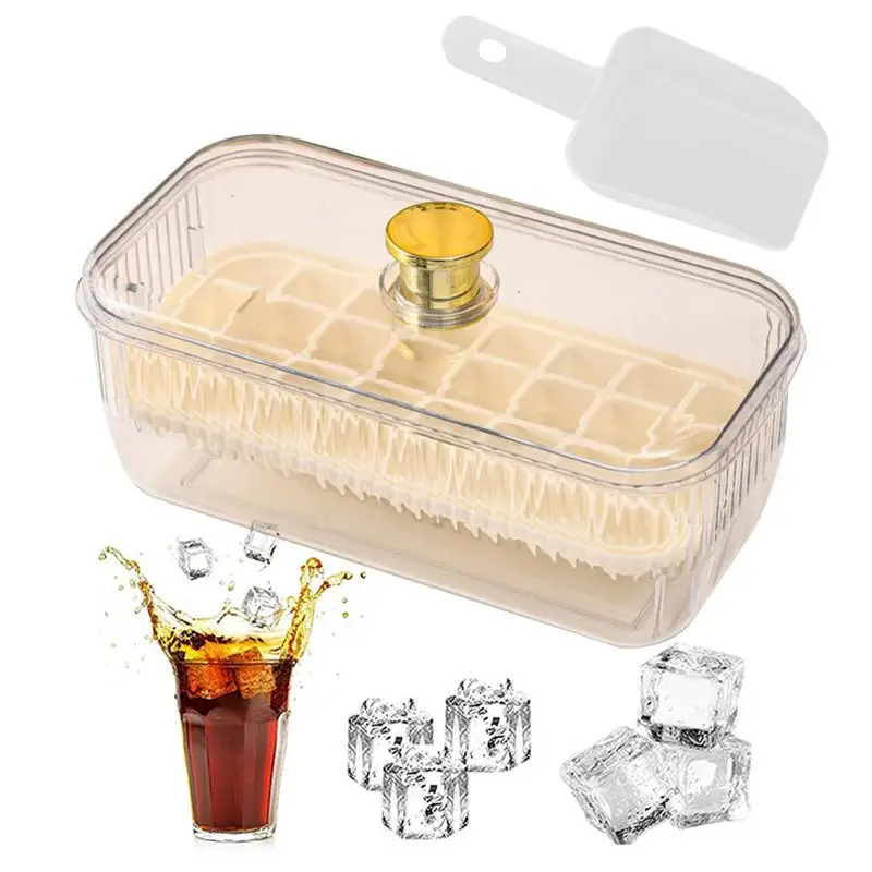 

Ice Cube Tray With Lid And Container Ball Maker Mold For Freezer Spill Resistant Ice Tray Bartender Kitchen Storage Accessories