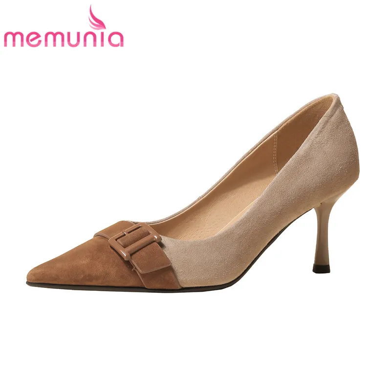 MEMUNIA 2022 Unique Dress Shoes Women Pumps Cow Leather Elegant Classic