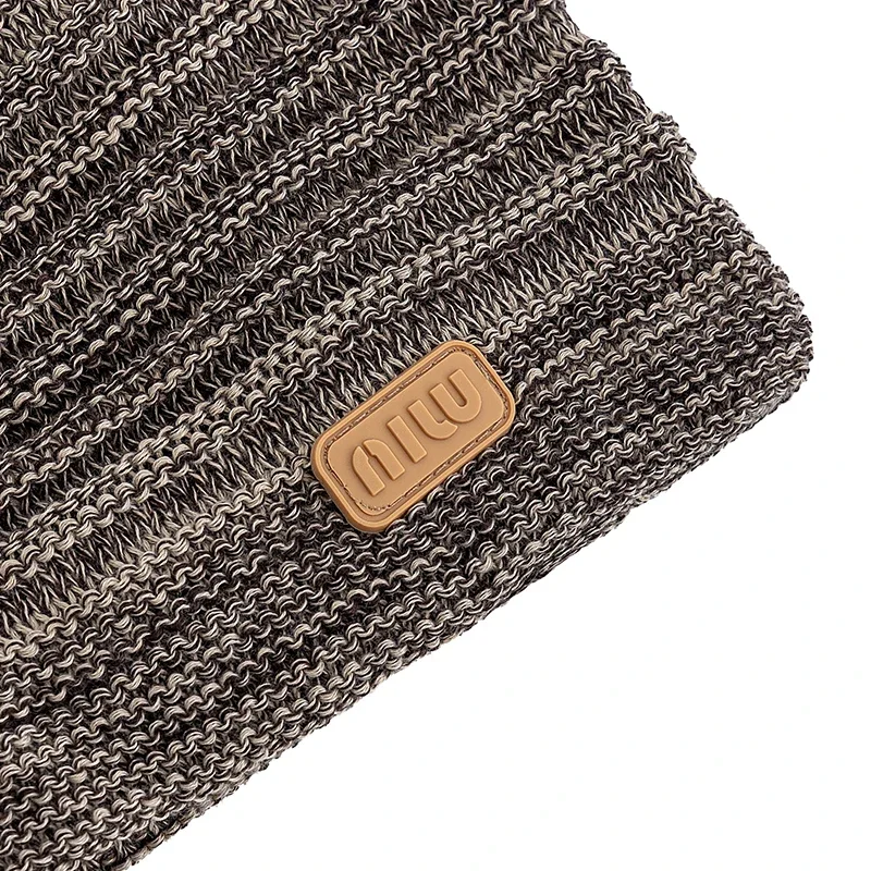 Unisex Slouchy Winter Hats Men Women Striped Mix Warm Beanie Cap NIU Label Decor Plush Fur Lined Winter Hat Outdoor Knitted Cap
