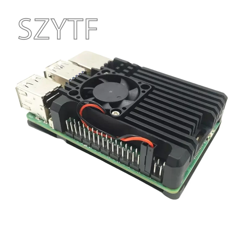 Dissipatore In Alluminio Nero Con Ventola PWM Per Raspberry Pi 5, Raffreddamento