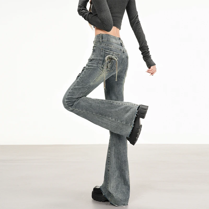 Pantalones para mujer Y2k Jeans Forro polar Cintura alta Slim Fit Bootcut Denim Pantalones para damas Moda Invierno Cálido - Imagen 4