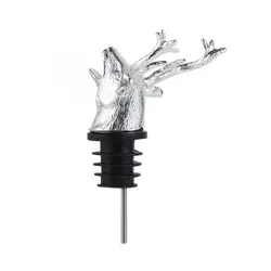 Elegant Deer Head Wine Pourer and Bottle Stopper Set - Premium Zinc Alloy Bar Accessories (Silver-Type 1)