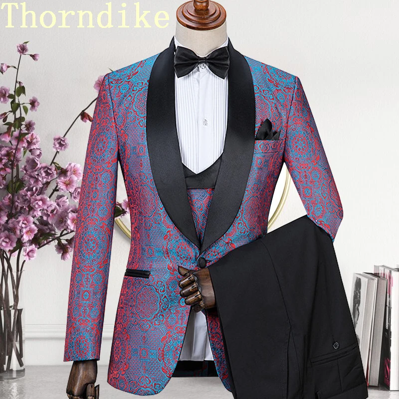Mens Suit One button slim fit groom tuxedo with Jacket Pants Vest