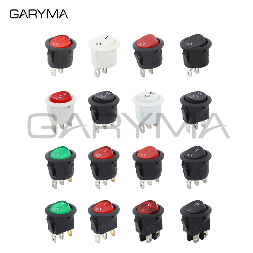 20mm Round Rocker Switch ON/OFF ON/OFF/ON LED Illuminated Car Dashboard Dash Boat Van 12V 24V / 6A 250V / 10A 125V 2/3/4Pin