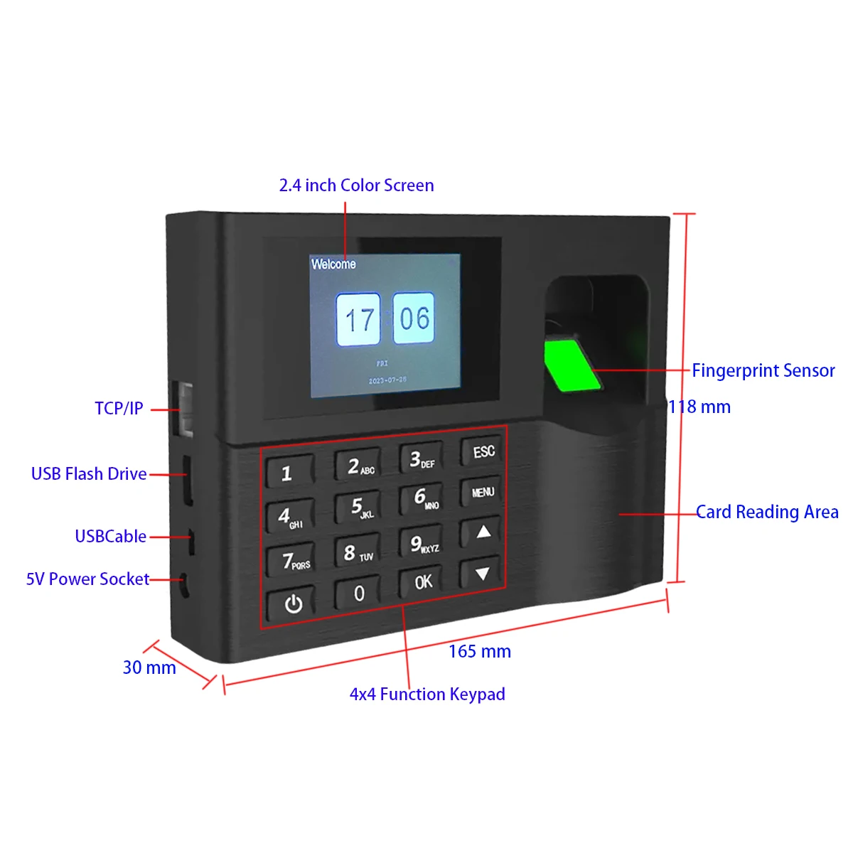 Fingerprint Attendance Machine Tcp/Ip Fingerprint Time Attendance System Clock Recorder Employee Work Management Device Electronic Machine