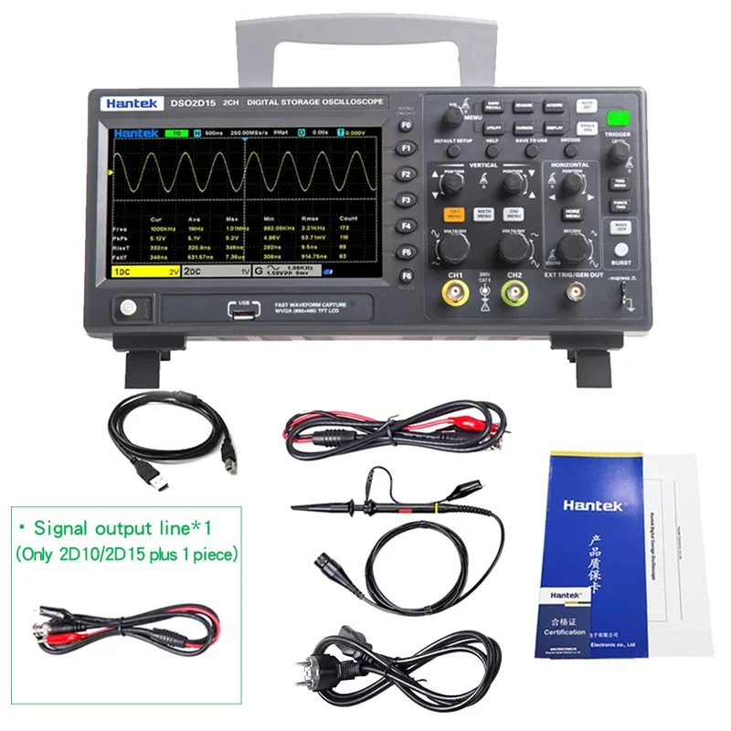 Hantek DSO2D15 Digital Oscilloscope DSO2C10 2D10 2 Channels 150MHz Oscilosc&oacute;pio 25MHz Signal Generator Voltmeter Frequency Meter