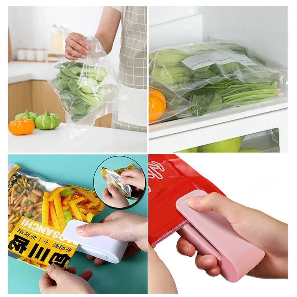 Mini Plastic Bag Sealer Heating Snack Sealing Machine Food Bag Heat Sealer Handheld Stand Food Saver Storage Kitchen Accessories