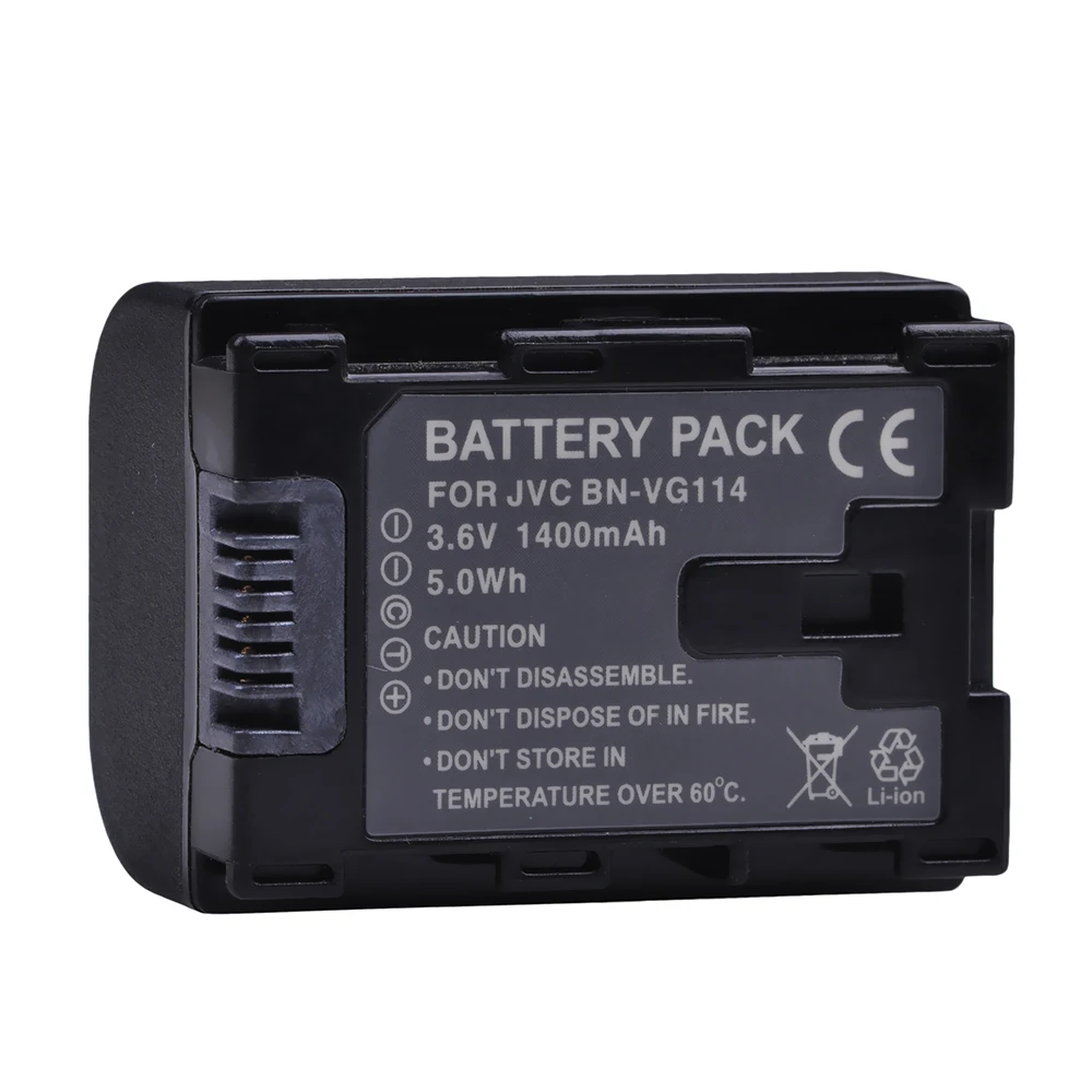 Bateria e Carregador para Jvc Vg108u Vg107u Vg114u Bnvg121 Vg138u Vg138 Vg107e Vg121e Vg114e 1400mah Bn-vg114 Bnvg114 bn Vg114 - Image 2