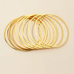 Set of 10 Brass Hoop Earring Wires - 80mm (Gold)