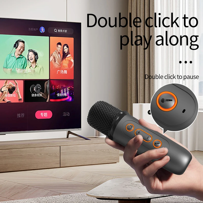 Basix sound speaker Mini Portable Microphone Audio integrated Microphone Home singing Karaoke Family Wireless BT Outdoor Portab