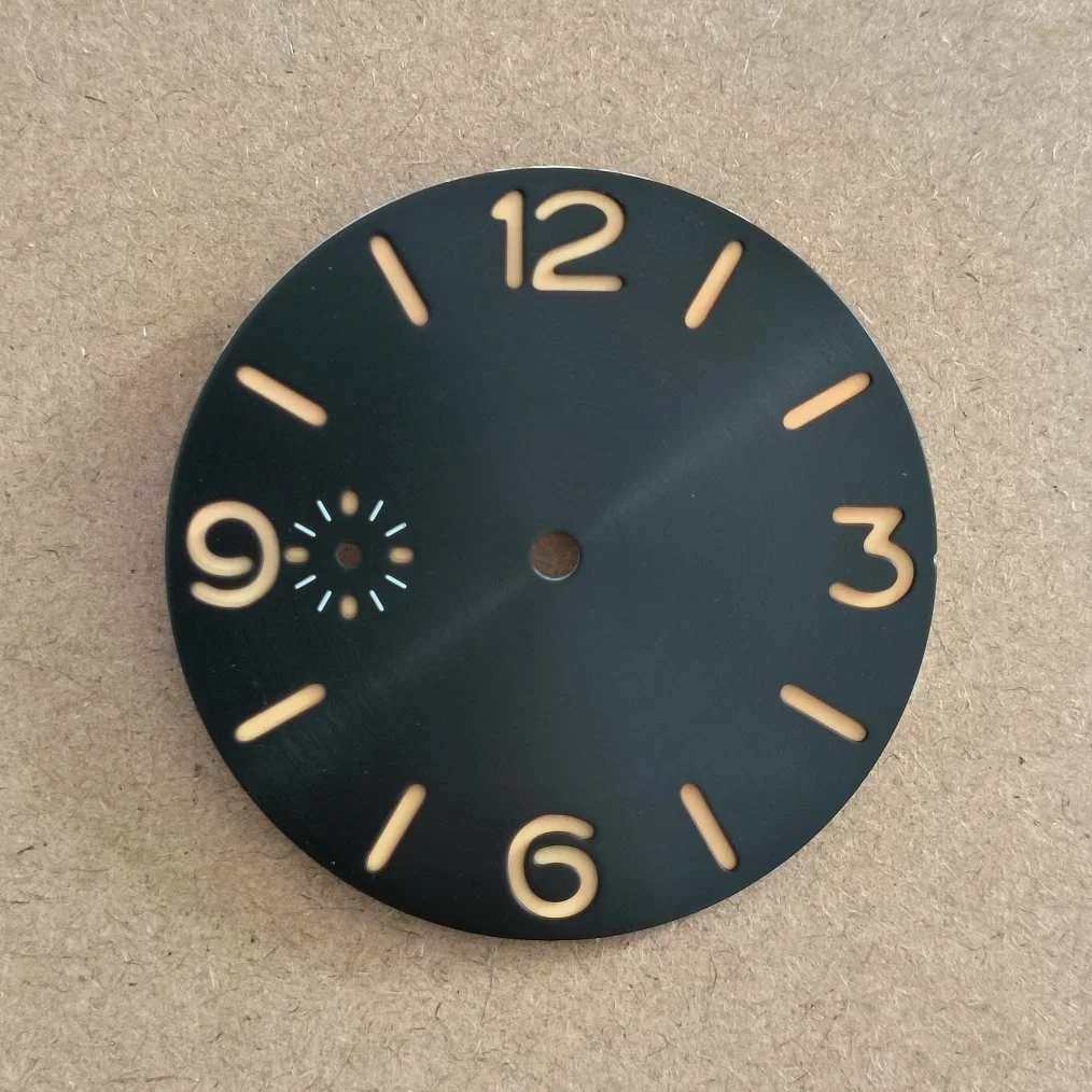 Watch parts 39mm Watch dial Sandwich Dark grey black dial Thickness 0.8mm Suitable for ST3600 ETA6497 movement Green luminous