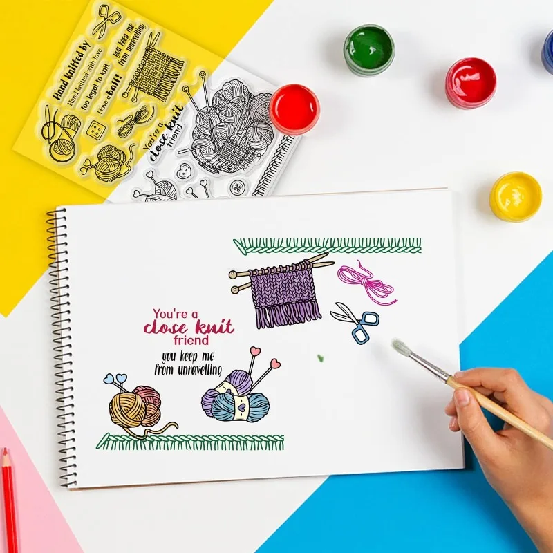 1pcs Clear Stamps Clear Rubber Stamps Warm Knitting Theme Clear Stamps Blessings Silicone Clear Stamps Set for Decorating DIY Scrapbooks Card Making 11 x 16 cm