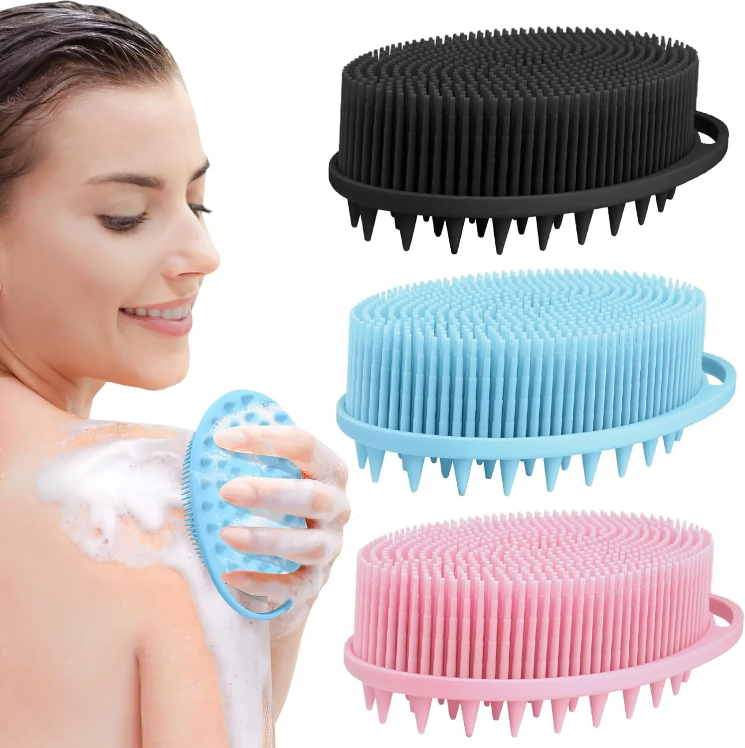 

2 in 1 Silicone Body Scrubber Bath Exfoliating Scrub Sponge Shower Brush Exfoliator Skin Care Cleaner Dead Skin Remover Bathing