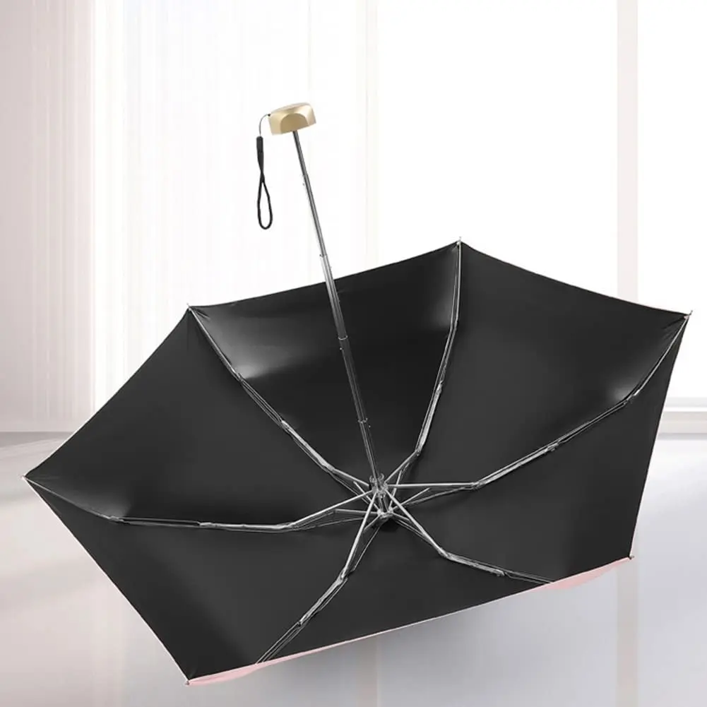 Stylish Portable Design,Compact 6-Rib Mini Folding Umbrella,Lightweight Durable Alloy Handle,Frame,For Sun,Rain,Cute Rain Gear