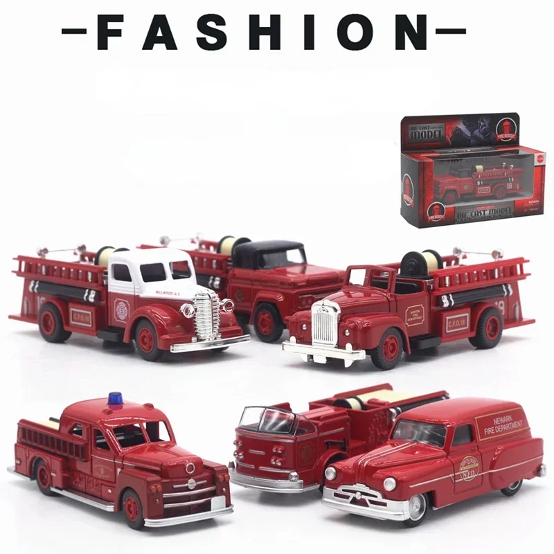 1個6モデル1:43合金レトロ消防車モデルのおもちゃの車のモデル車