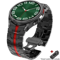 Premium Stainless Steel No - Gap Metal Link Bracelet Strap - Galaxy 6 40mm 44mm (Black red)