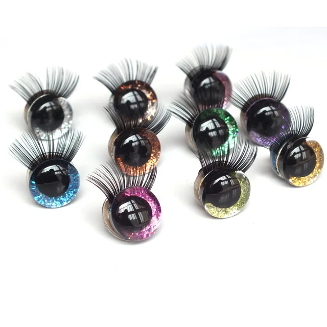 New 20pcs/lot Glitter Toy eyes with eyelash with Hard washer for DIY  amigurumi 2
