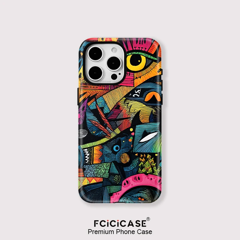 Premium Artistic Phone Case with Magsafe Compatibility and Soft Eyes Design