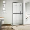 Shower Door Clear Tempered Glass,Framed Shower Screen Panel for Walk-in Bathroom,34”*74” Matte Black Silk Print Finish Shower 3