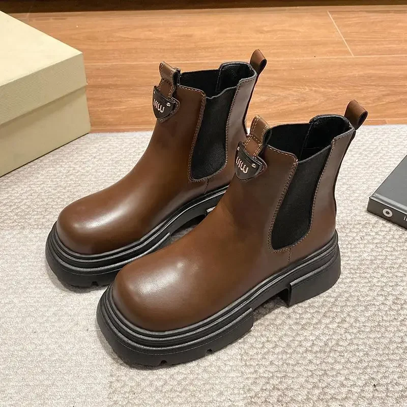 

Женские ботинки, новинка зимы 2023, толстые мягкие кроссовки на подошве для девочек, детские ботильоны с докторской платформой