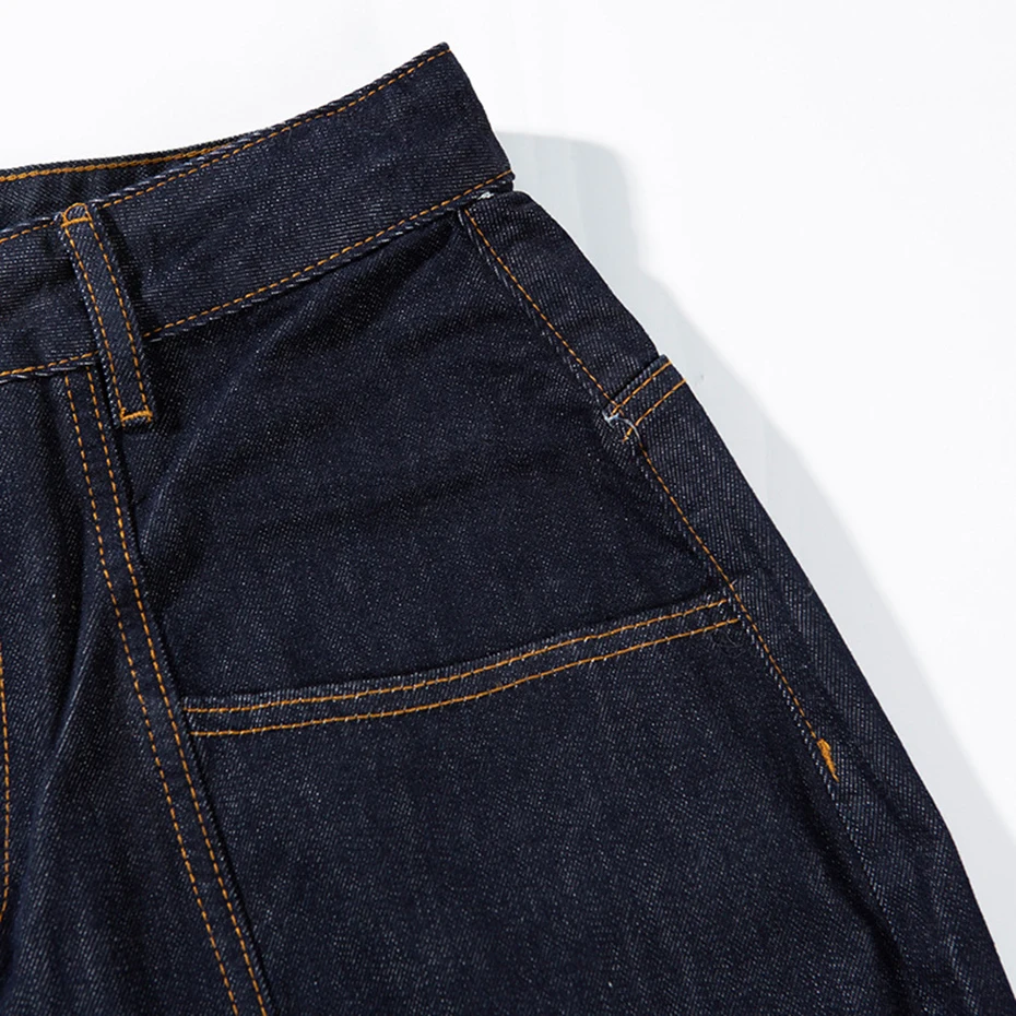 Retro Blue Denim Shorts Men Summer Loose Casual Blue Jeans Shorts Streetwear Harajuku