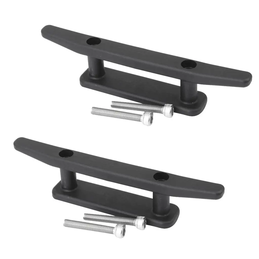

prettyia 2 Pcs 6" Black Nylon Kayak Boat Anchor Deck Cleat with Mount Screw