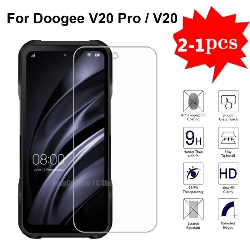 2-1Pc Vetro Temperato Per Doogee V20 Pro Pellicola Protettiva Per Schermo Vetro Protettivo Per Cristal Doogee V20 V 20 V20Pro 6.43 "Pelicula