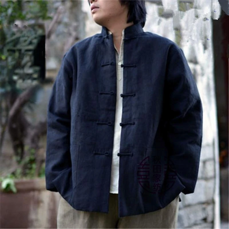 

2022 Autumn New cool Men's Chinese Cotton and Linen Coat Loose Kimono Cardigan Men's Solid Color Linen Coat Shirt Coat M-6XL