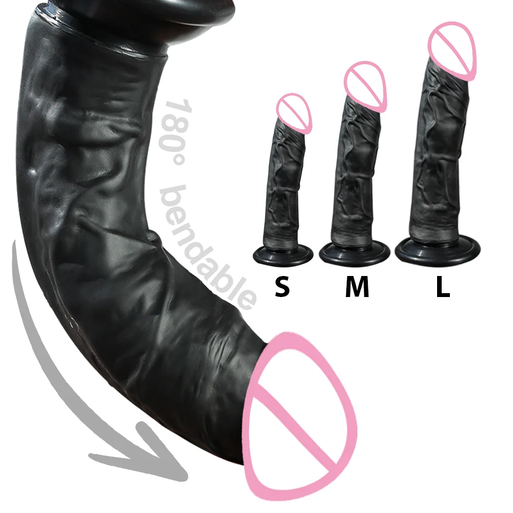 Schwarzer Dildo, Dick, Penis mit Saugnapf, Anal-Vagina-Stimulator, Sexspielzeug für Erwachsene für Frauen, Masturbation für sexy Erwachsene, 18 1