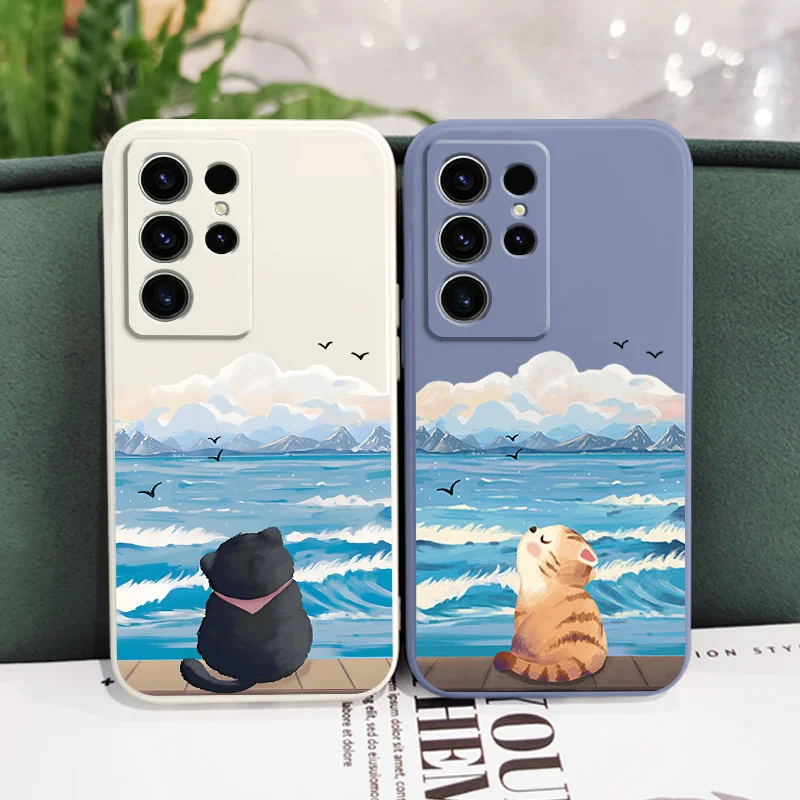 Charming Seaside Cat Phone Case - Whimsical Coastal Design Cover