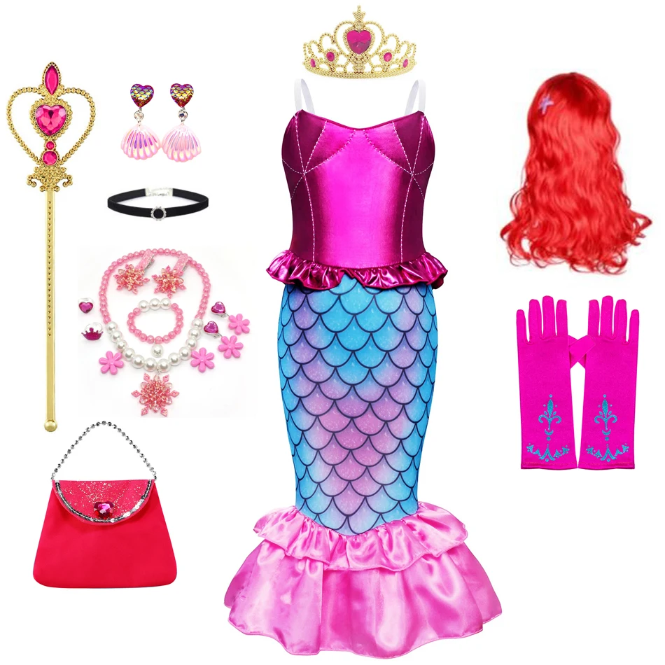 

Mermaid Dress Girls Kids Cosplay Dresses Princess Costume Perform Clothes Birthday Party Halloween Clothing