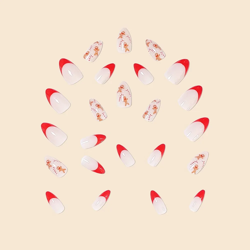 Waterproof Valentine's Day French Fake Nails Wearable Manicure Christmas Almond False Nail Full Cover Nail Tips Girl