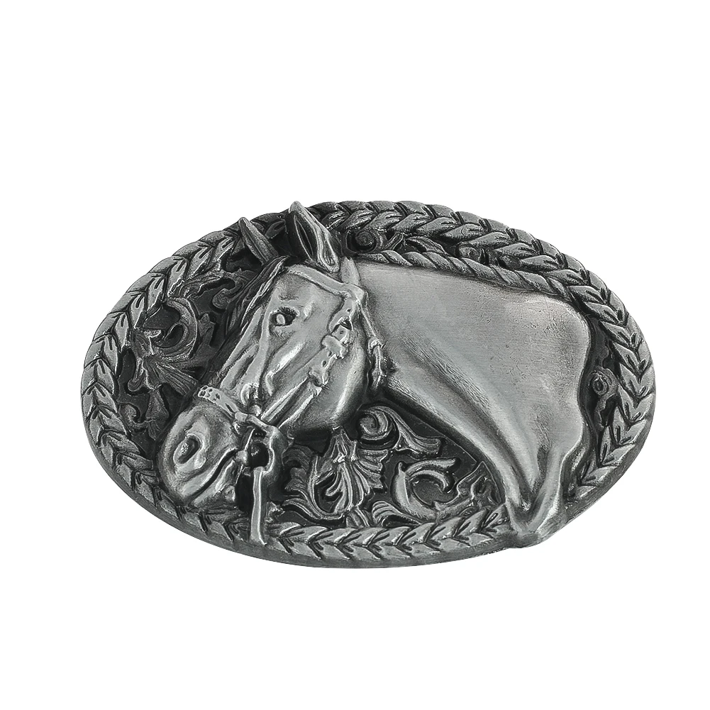

Embossed 3D Steed Horse Head Oval Zinc Alloy Belt Buckle Charm Funny Animal Clasp Western Cowboy Boyfriend Jeans Accessory Craft