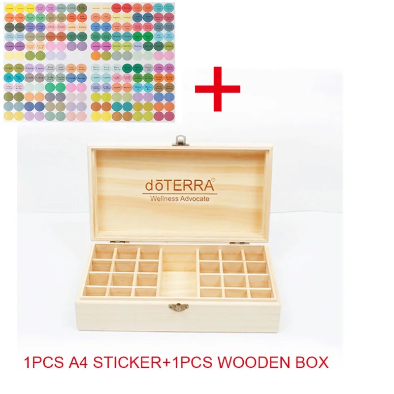 For doTERRA Essential Oil Storage Wooden Box 25 Compartment Storage Box 15ML 24+1 Compartment Essential Oil Display Box