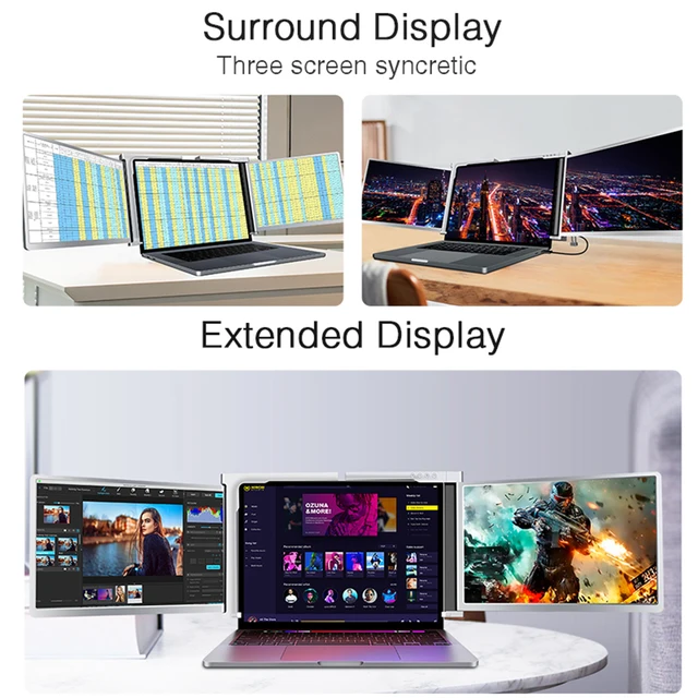 15 inch Portable Triple-screen Monitor Laptop Expansion Screen 1920*1080  IPS Easy Installation Monitor for 11.9-17 inch Laptop - AliExpress