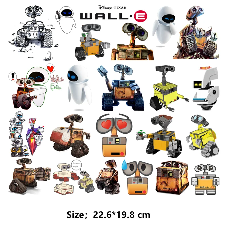 디즈니 어린이 영화 WALL-E 의류 스티커, 귀여운 로봇 아이언 패치 아플리케, 무료 배송