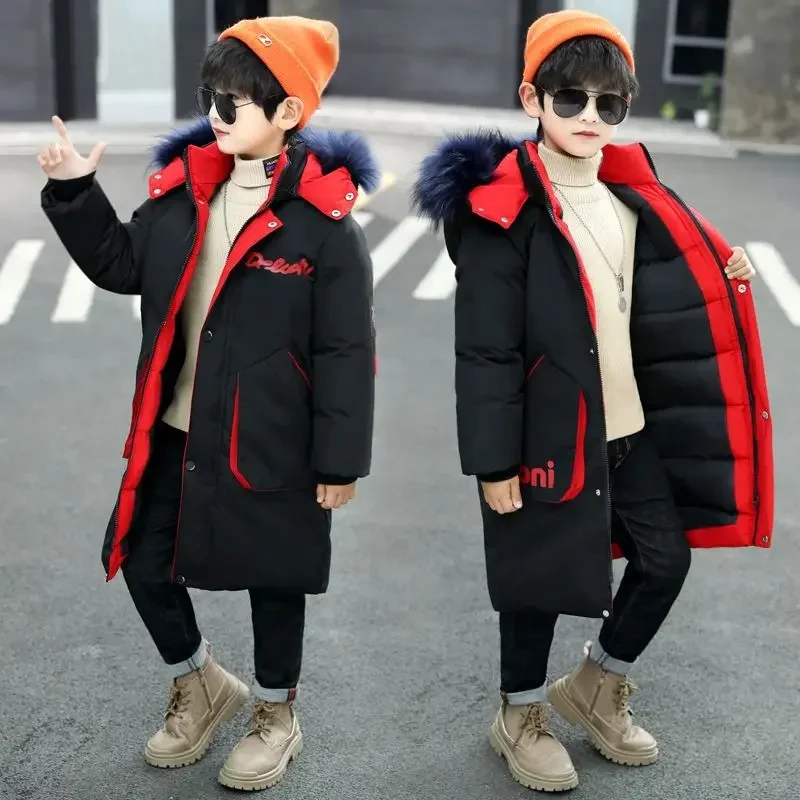 

2024 Boys Jacket Winter for Kids 8 To 12 Years Children Parka Warm Cotton-Padded Outerwear Letter Thickening Coat Warm Clothes