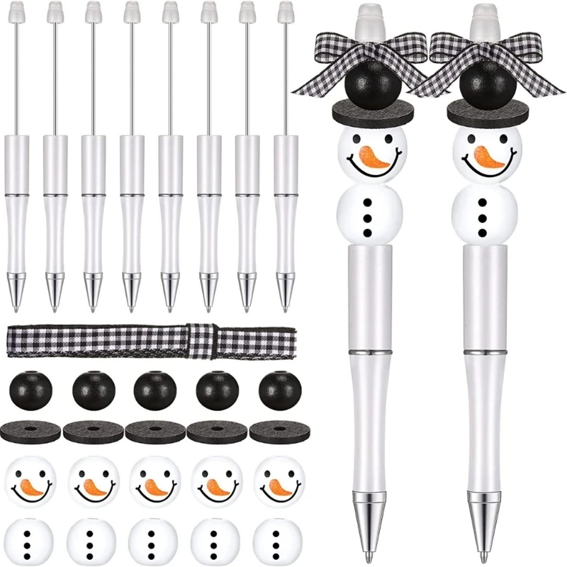 Plastic Beadable Pen Christmas Bead Ballpoint Pen Assorted Bead Pen Shaft Rollerball Pen Office School Stationery Dropship 28 grids plastic jewelry bead storage for case box container for pills dropship