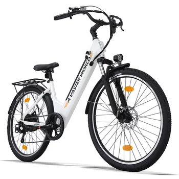 Bicicletta elettrica da 26 pollici, dotata di batteria da 48V 10.4Ah e motore da 500W. Raggiunge velocità fino a 25 km/h con un'autonomia di 35-50 km.